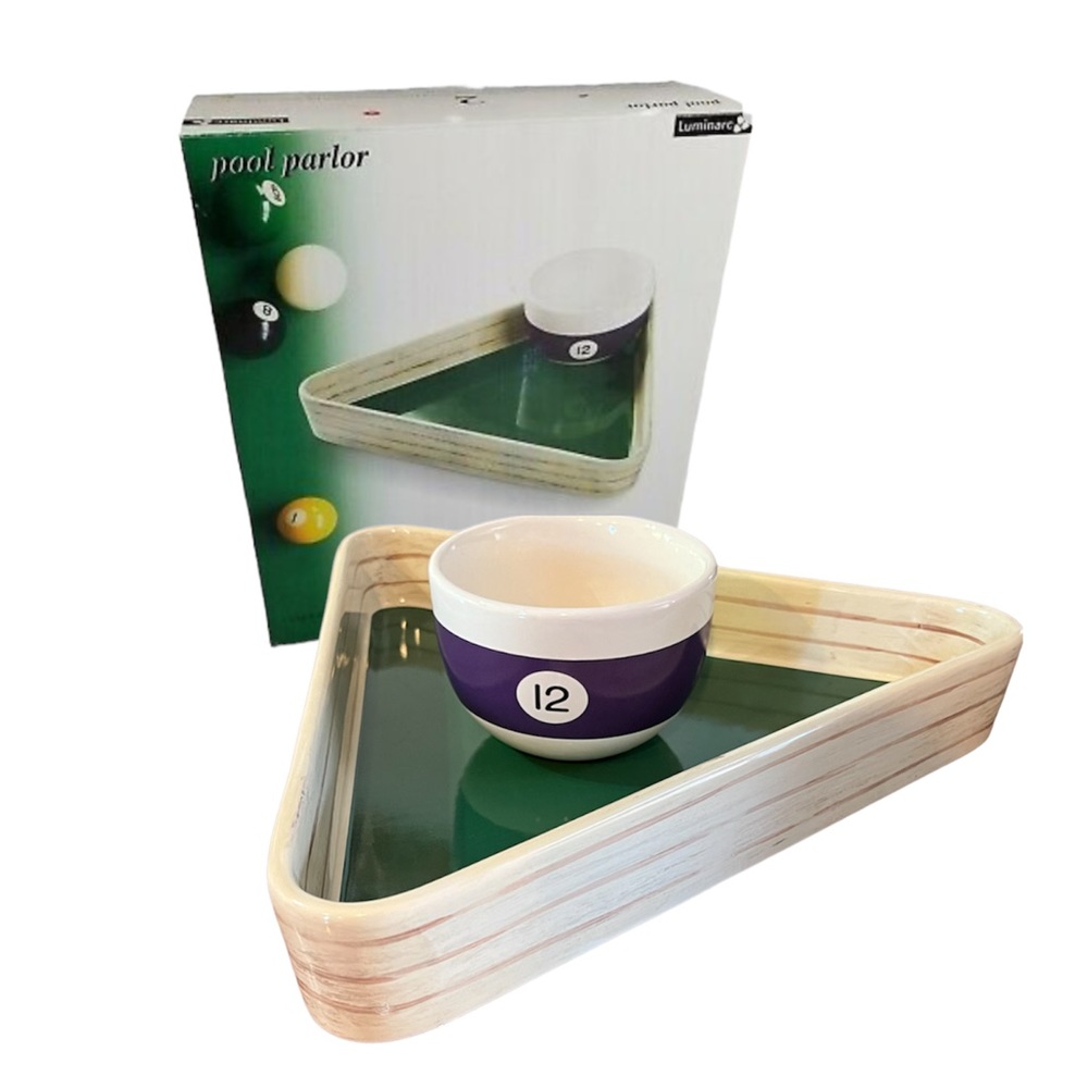 Billiard Pool Parlor Ceramic Chip and Dip Serving Tray by Luminarc